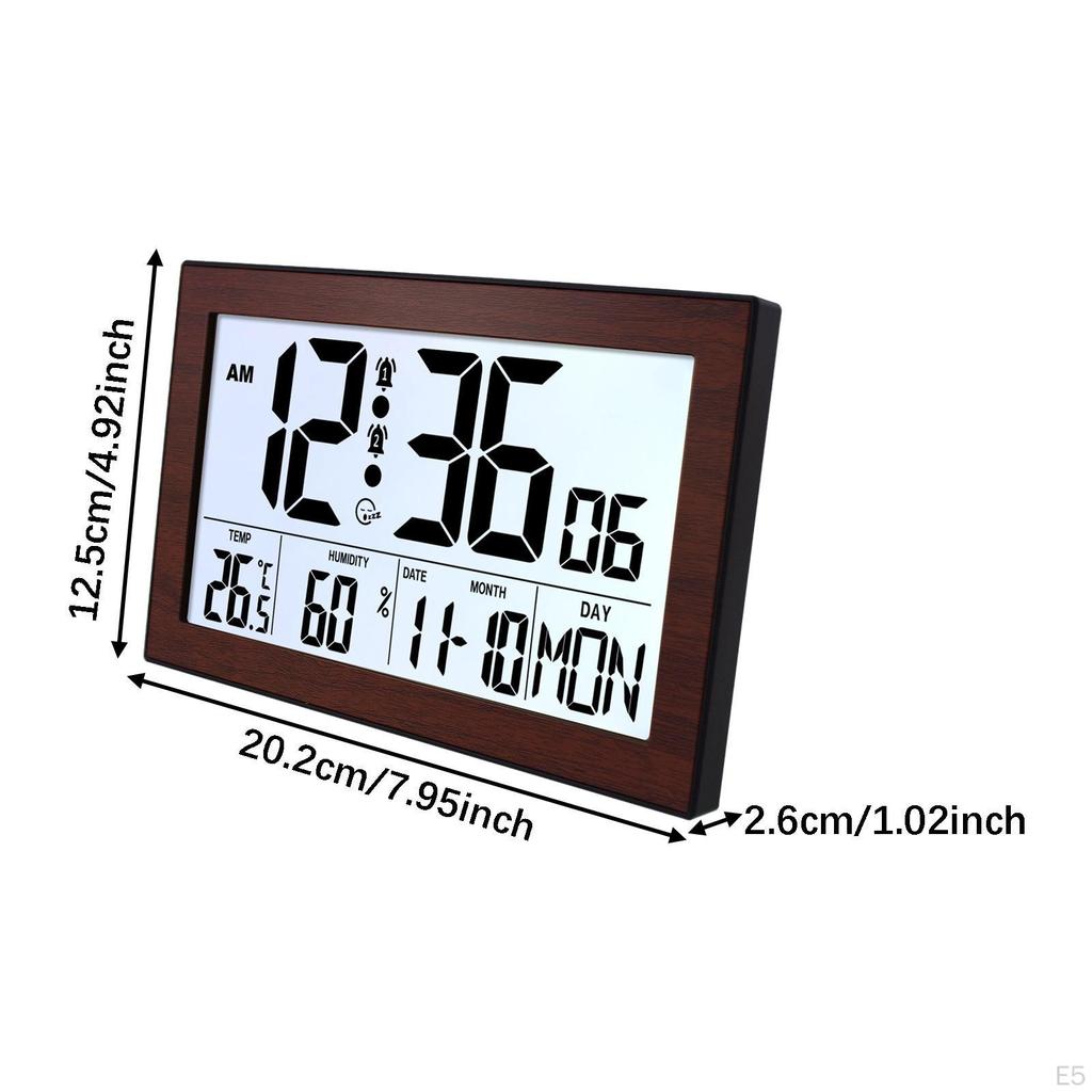 Digital Alarm Clock Bedside Table Timepiece Large Display Versatile Night Light Double Alarms Desk