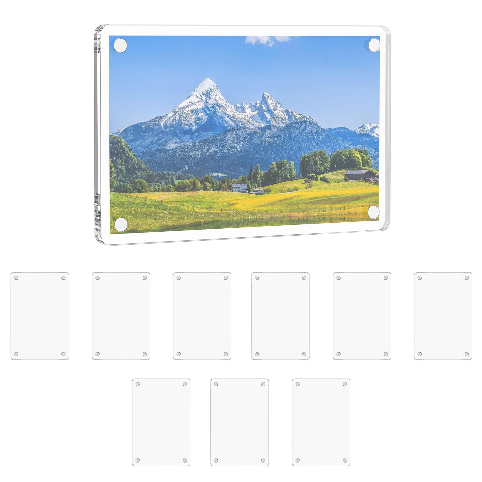 

10Pcs Acrylic Fridge Magnetic Photo Frames Transparent Double Sided Assembled Photo Display Stand Film Camera Accessories 6x9cm