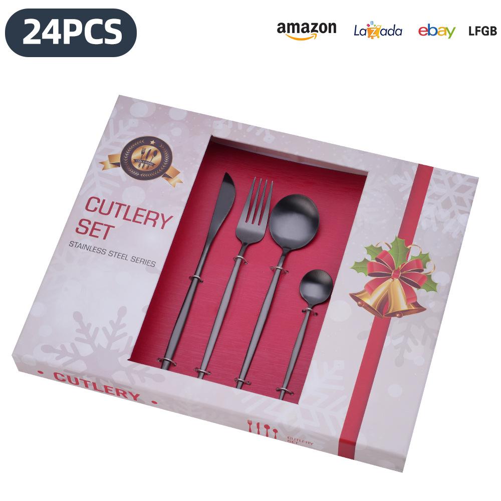 25 Years of New Stainless Steel Tableware Set, Tableware Portuguese Knives, Forks and Spoons 24-piece Gift Box Set