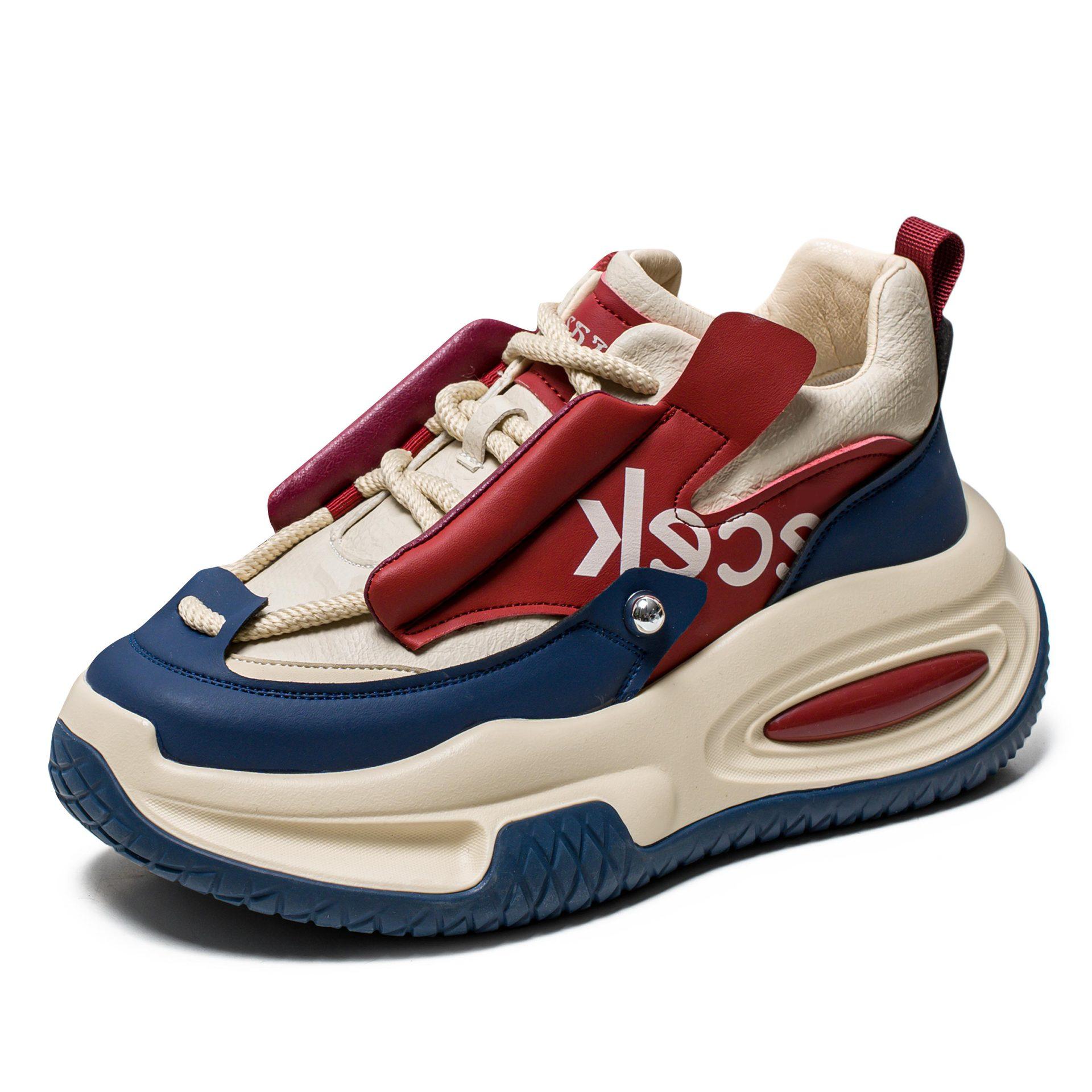 

Мужская обувь новые осенне-зимние кожаные кроссовки мужские ретро цветовая гамма толстая подошва увеличивающие рост папины кроссовки мужская трендовая обувь 44