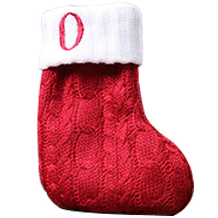 26-Letter Knitted Red Christmas Stockings - Festive Holiday Hanging Decorations