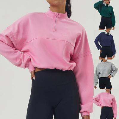 Autumn And Winter Thick Sweatshirt Sports Leisure Yoga Wear Long Sleeve Jacket Half Zip Fitness Wear Loose Sweatshirt For Women