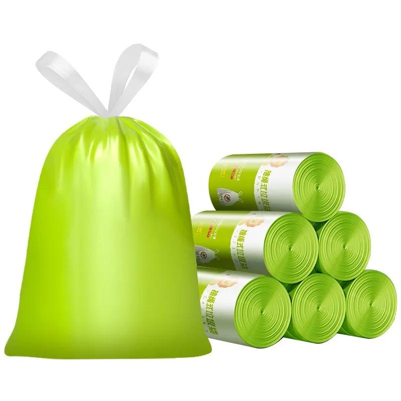 Mugwort Thickened Drawstring Garbage Bags - Handheld, Disposable, No Mess for Household Kitchens