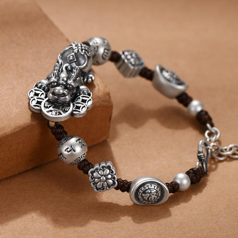 Xiangxu2024New Pixiu Bracelet for Men, Vintage Chinese Style Mantra Bead Bracelet, Multi-Treasure Bracelet, Direct Sale
