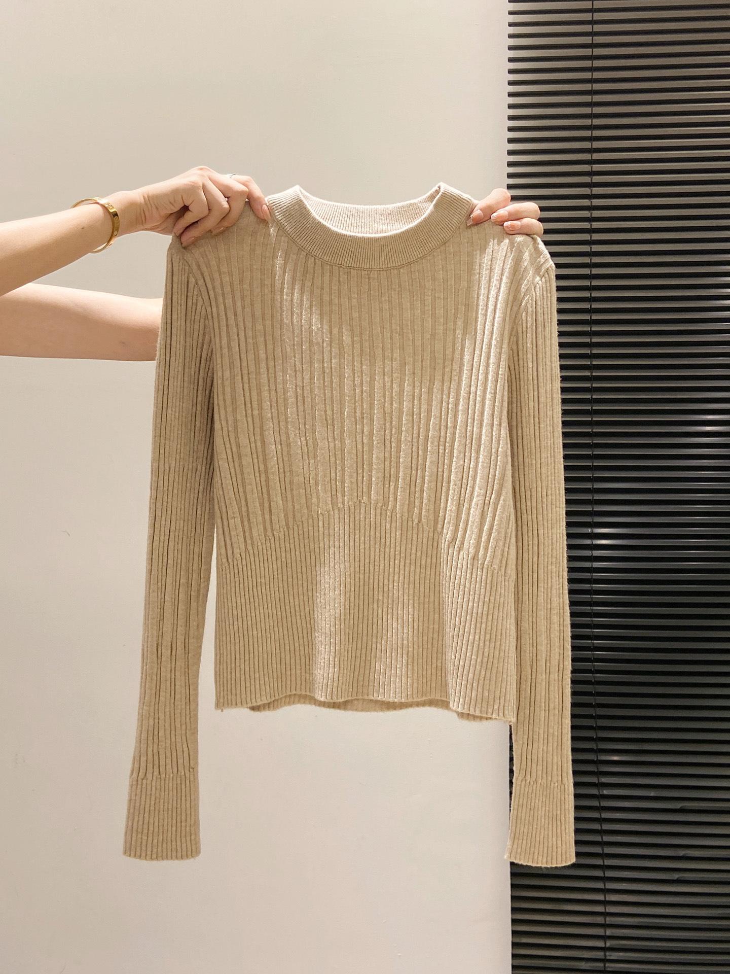 

High-end pit strip slim-fitting short knitted sweater autumn and winter shoulder waist soft waxy sweater women s top with bottoming shirt inside S