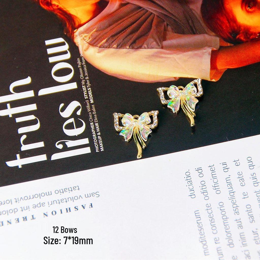Fairy Gold Bow & Star Rose Flower Pendant for DIY Beading