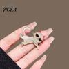 Stable Safety Clasp Pin Brooch with Thickened Buckle Pin, Dancing Kitten Shape Lapel Rhinestone Bow, Metal Frame Badge for Clothes Bags Scarves Animal