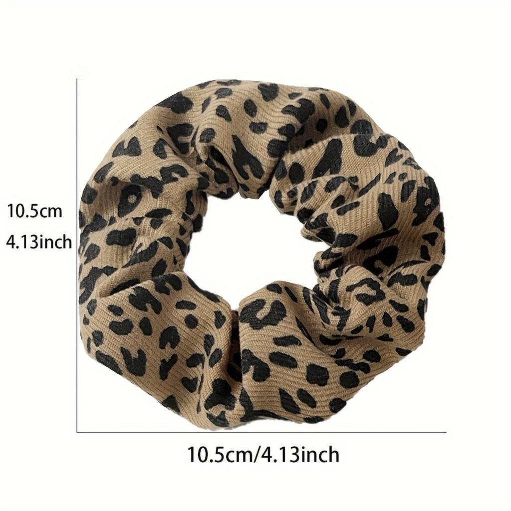 5pcs Retro Hair Scrunchies Leopard Print Cow Spot Polka Dot Pattern Elastic Hair Ties Hair Accessories Hairband Elegant Hairband