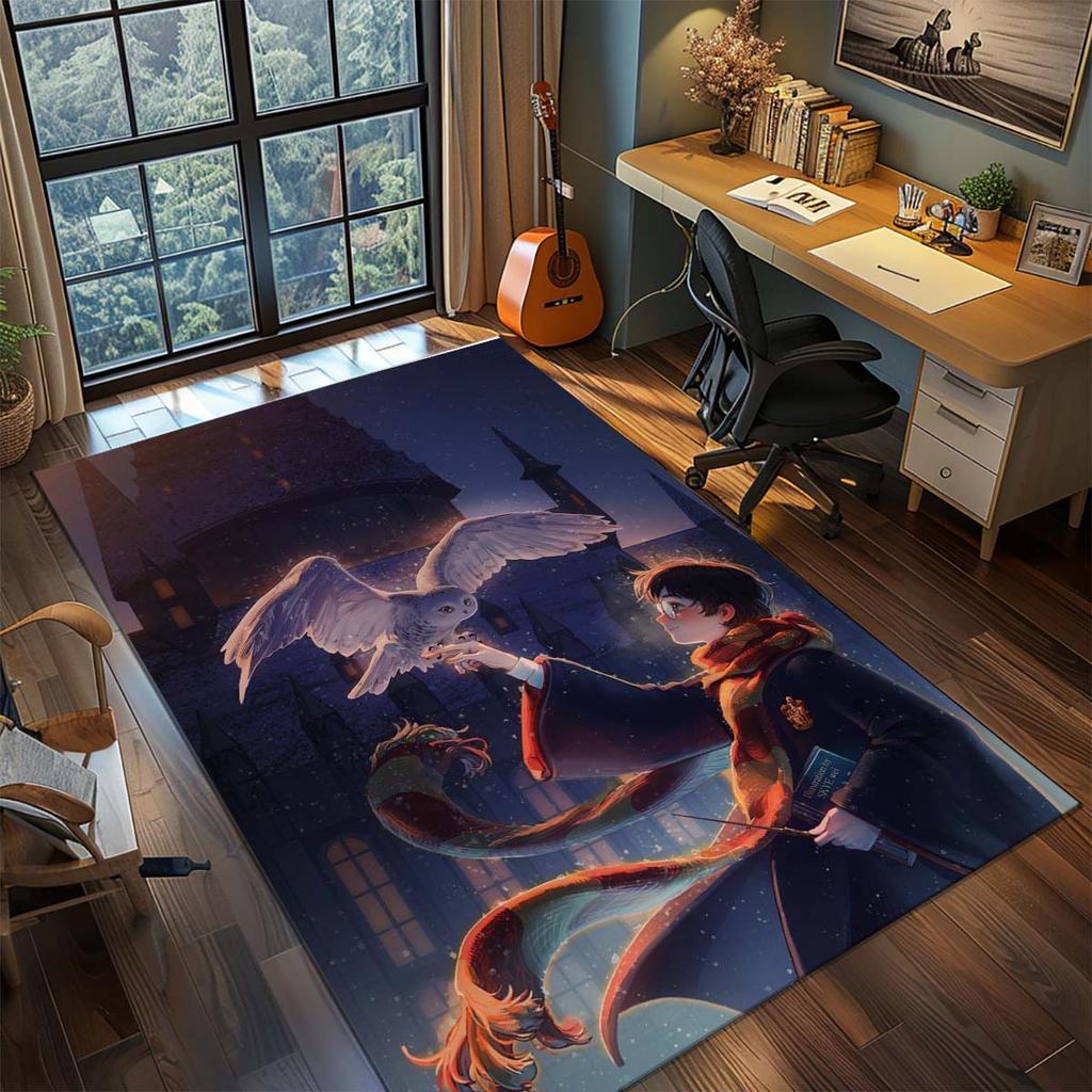 Harry Potter Magic Owl Anime Rug Carpet Large Area Rug Non Slip Washable Floor Mat Gamer Room Bedroom Home Decor -QJY