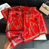 Korean Style Faux Silk Chain Print Square Scarf - Versatile 70cm Shawl for Women