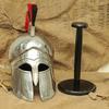 Handmade Greek Corinthian Helmet  Silver Spartan Warrior Armor  Plume Crested Cosplay Prop