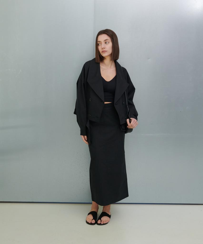 Oyy Crop Double Trench_Black