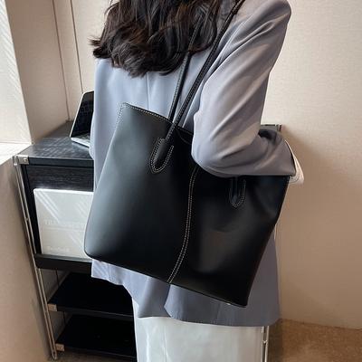Fashion Female Commuting Single Shoulder Bags Casual Simple Large Capacity Pu Leather Women Handbag Solid Color Travel Ba
