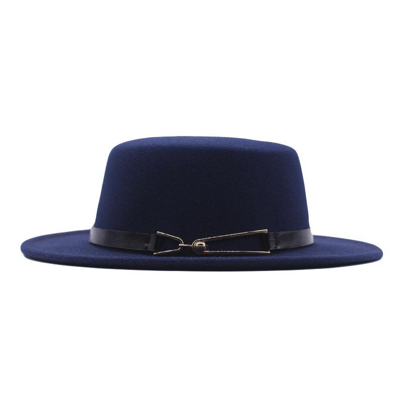 Herbst und Winter neue Britische Herren Zylinderhut flache Kappe flacher Schirm Wollhut Europäischer und Amerikanischer Stil Mode Jazzhut Damenhut