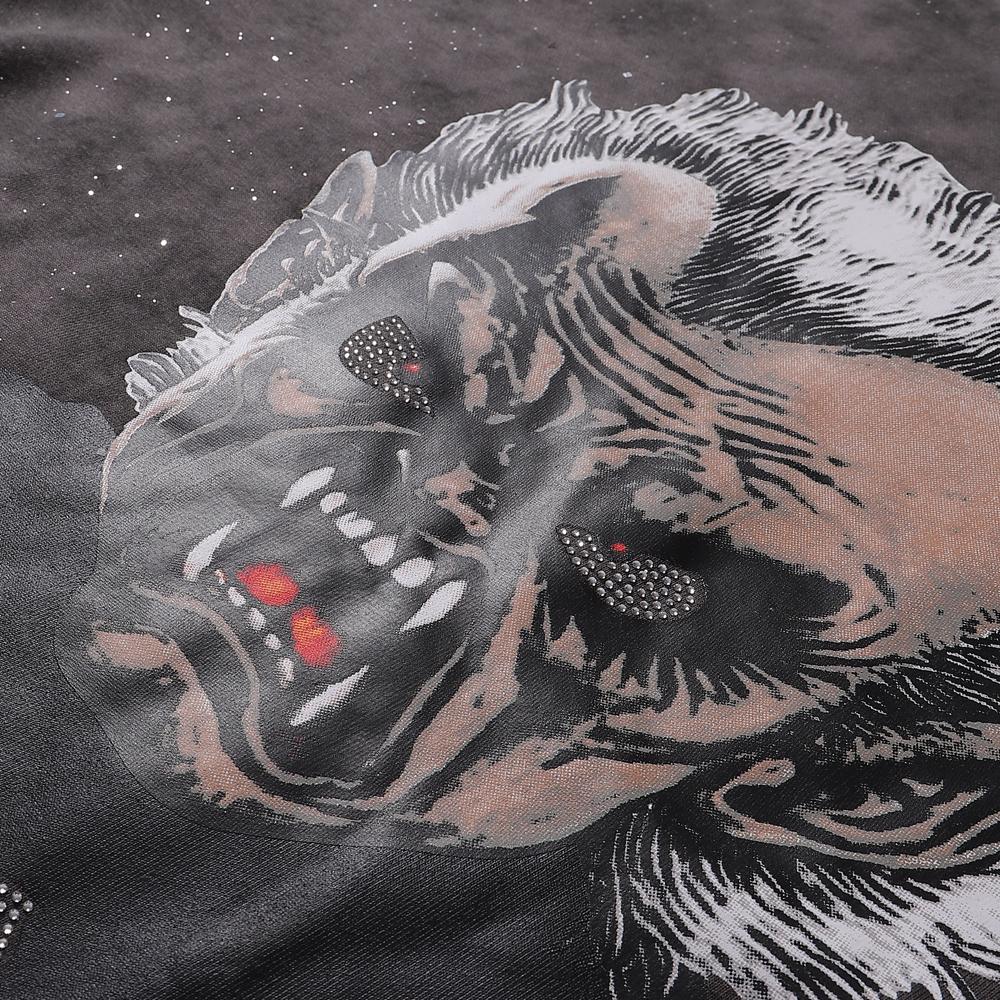2026 Summer Men's Oversize T-Shirt, Demon Vampire Print Dark Street Vintage Washed Casual Short Sleeve Tee