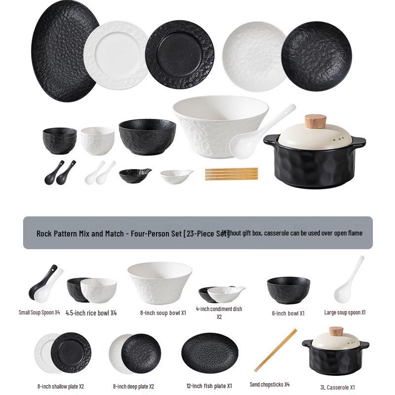 Ailan Huijia A1 Ceramic Underglaze 23-Piece Dinnerware Set