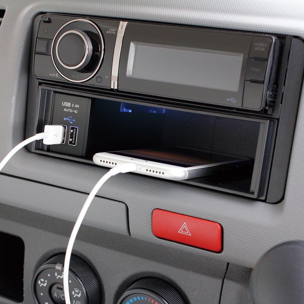 Tsuchiya Yac Car Audio DIN BOX USB Power Supply, 2.4A, Black, VP-D12