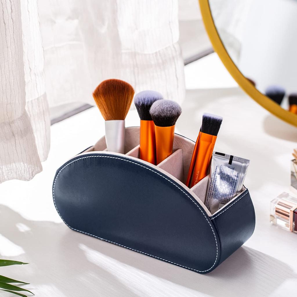 Stylish, Waterproof, Multi-functional Remote Control Rack with PU Leather, 5 Compartments, and a Multi-functional Remote Control Stand. Ideal for