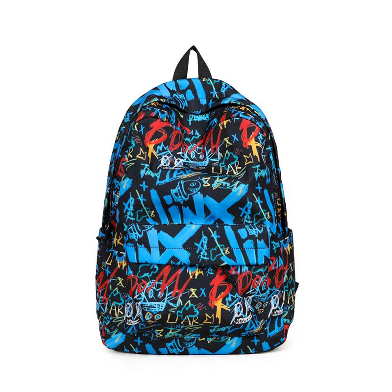 Backpack Men's Graffiti Backpack Senior High School Student Schoolbag