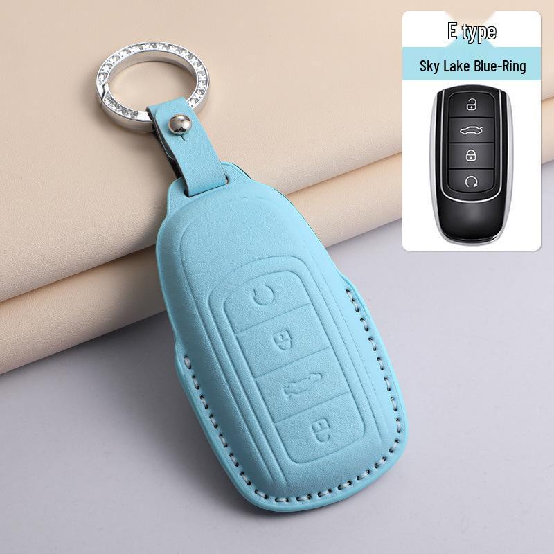 Chery Exeed Car Key Case - Texture Blue Protective Cover for Lingyun, Yaoguang, TX, and Lanyue models.
