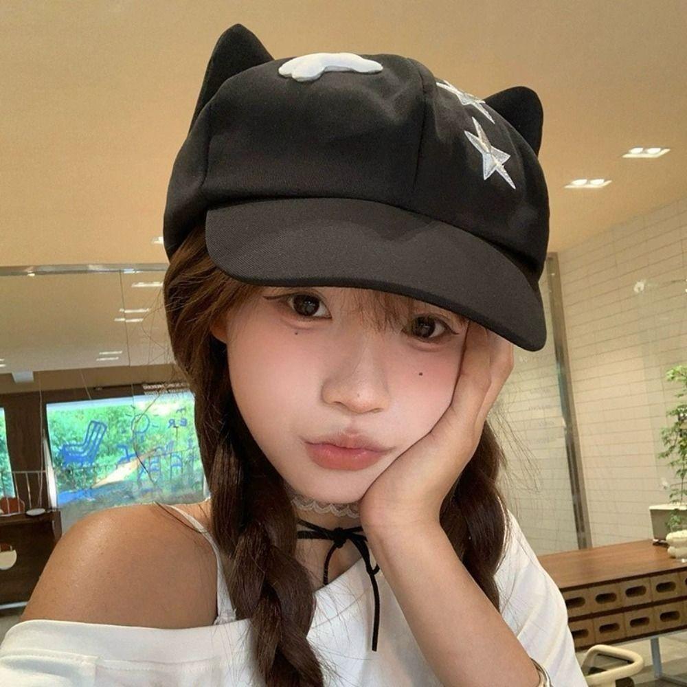 Harajuku Cat Ears Baseball Cap Y2k Visor Cap Fashion Star Peaked Hat  Women