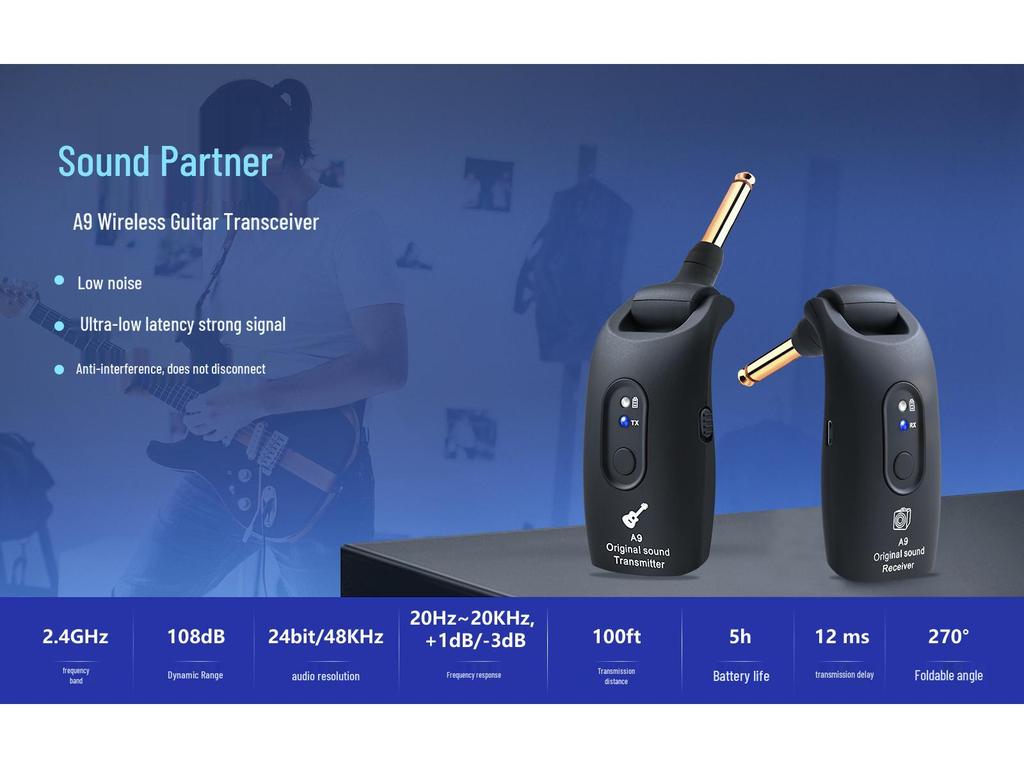 Kruiser A9 Wireless Audio Transceiver for Guitars, Electric Wind Instruments, and Bass Pickups