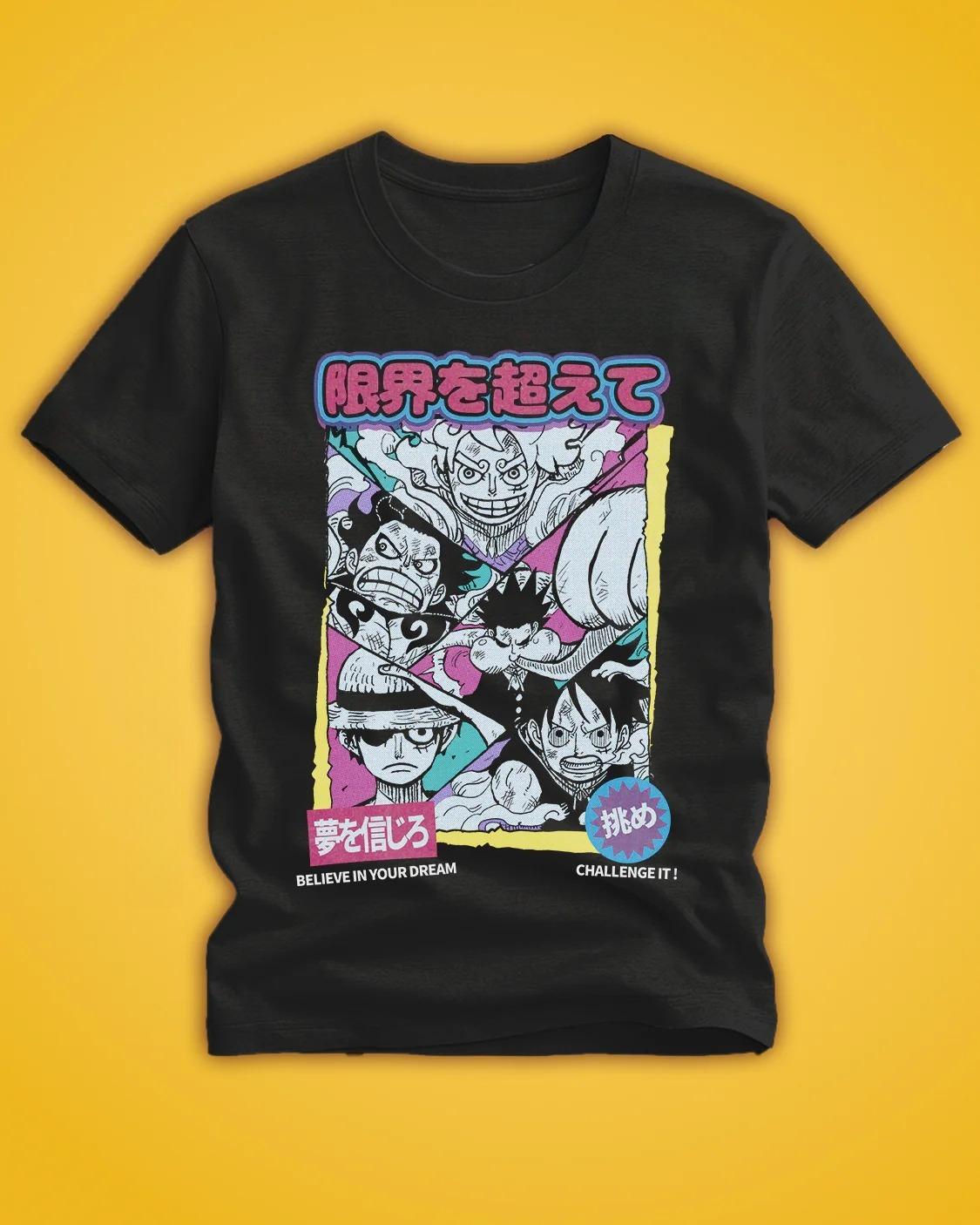 

2026 Summer One Piece Anime Monkey D Luffy Printed Loose Shortsleeved Pure Cotton Childrens Tshirt Tide Unisex Casual Loose S