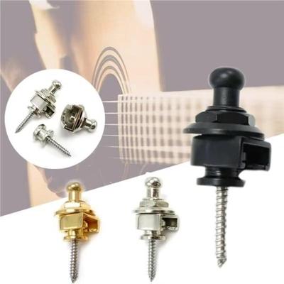 Fivela de Correia de Guitarra Guitarra Elétrica Antiderrapante Pino de Correia Botão de Correia Cabeça Redonda Correias Antiderrapantes Pino de Cauda Prateado Preto Pinos