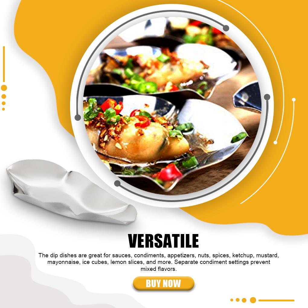 Sauce Dish Portable Stainless Steel Appetizer Tray Roast Spice Seasoning Plates Condiment Washable Dipping Household Kitchen