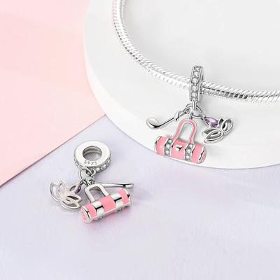 Pink Golf Bag Club Pendants Plata R Original Beads Fit Originalcharms Bracelet Beads Jewelry Gifts For Women