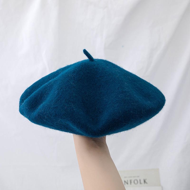 Wool beret fashionable versatile British retro high-end hat women's autumn and winter big head circumference painter hat