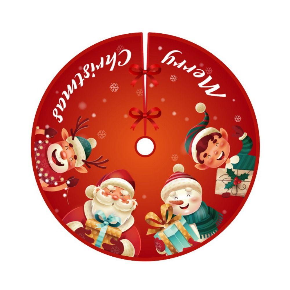 90CM Santa Claus Xmas Tree Bottom Decorative Snowman Elk Xmas Tree Carpet  New Year