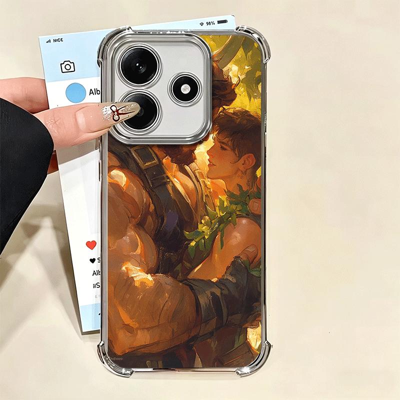 Muscle Man Gay Fitness Soft Phone Case For Xiaomi Redmi Note 14 15 Pro Plus 13 12 11S 11T 5G 10 9S 9 Plating Anti-Fall Fundas