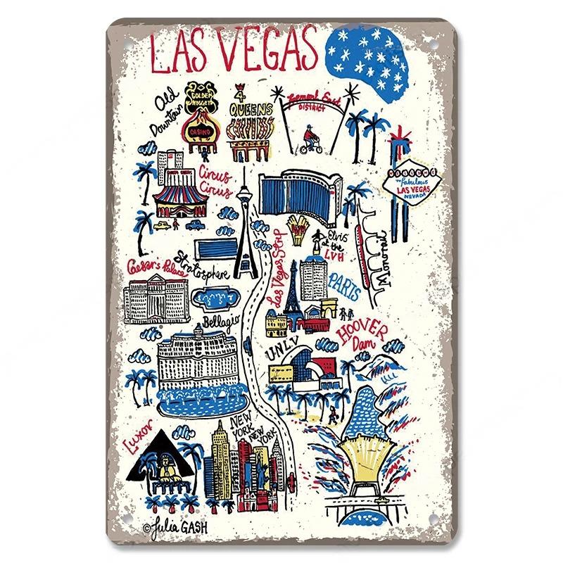 Benvenuti a Las Vegas Targa in metallo Targhe in latta Decorazione vintage Nevada Casino Poster in metallo Decorazione artistica da parete