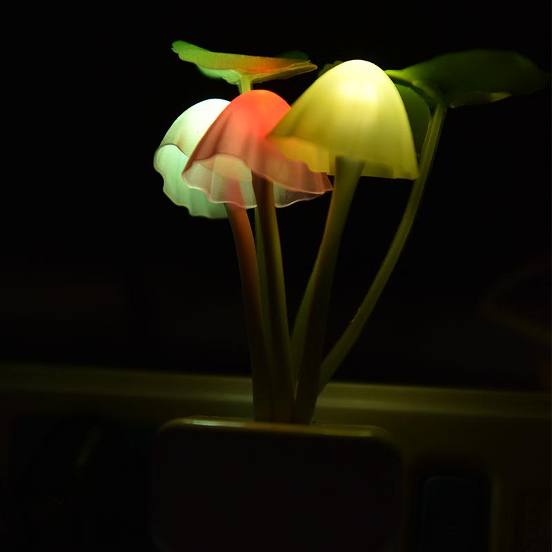 Romantic Led Night Light Mushroom Sensor Plug-In Wall Lamp Home Decor