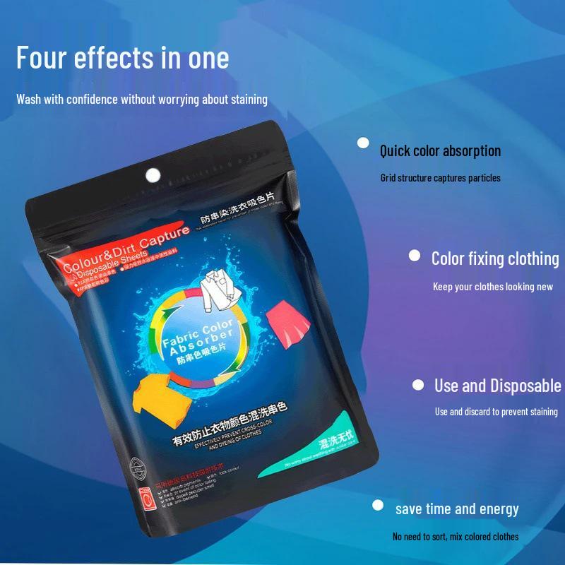 Household Nano Anti-Bleeding Color Remover Family Pack - Color Absorbing Laundry Sheets for Mixed Washes