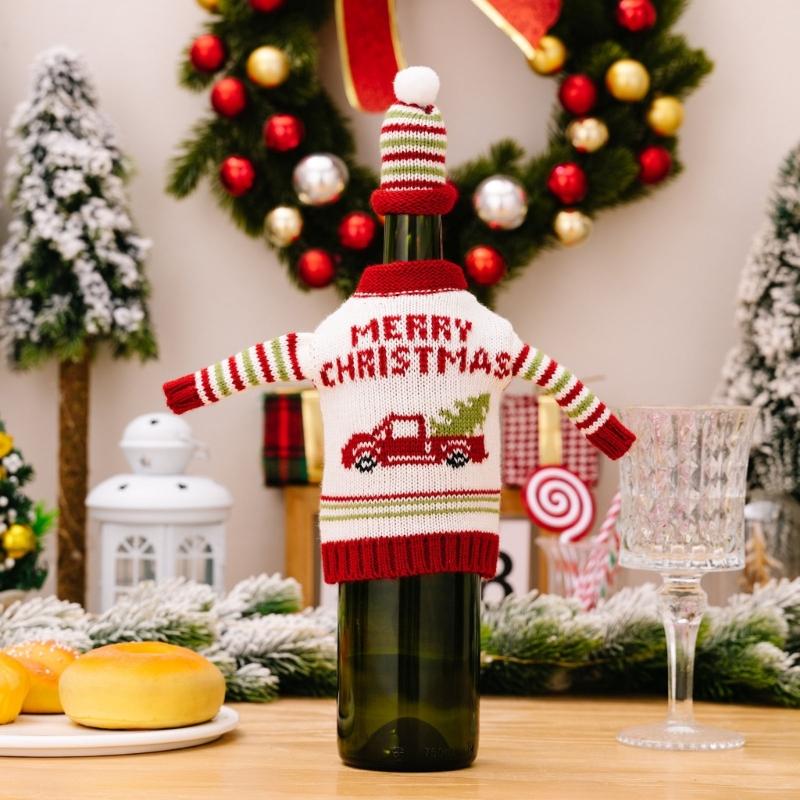 Knitted Bottle Cover Christmas Snowman Designs Champagne Decoration Practical Protective Sleeve For Wine And Gifts