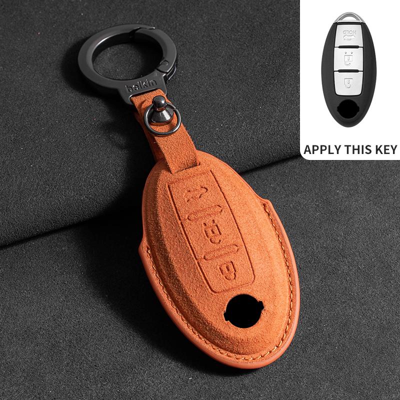 Suede Car Key Case For Nissan Rogue XTrail T32 T31 Qashqai J11 J10 Kicks Tiida Pathfinder Murano Juke Sentra Maxima Rogue Armada