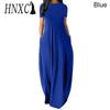 HNXC Women Casual Loose Long Dress O-Neck Short Sleeve Summer Beach Dress Elegant Party Dress