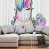 Cortinas de janela fofas de unicórnio de desenho animado Cortinas para sala de estar Itens decorativos Sala de estar