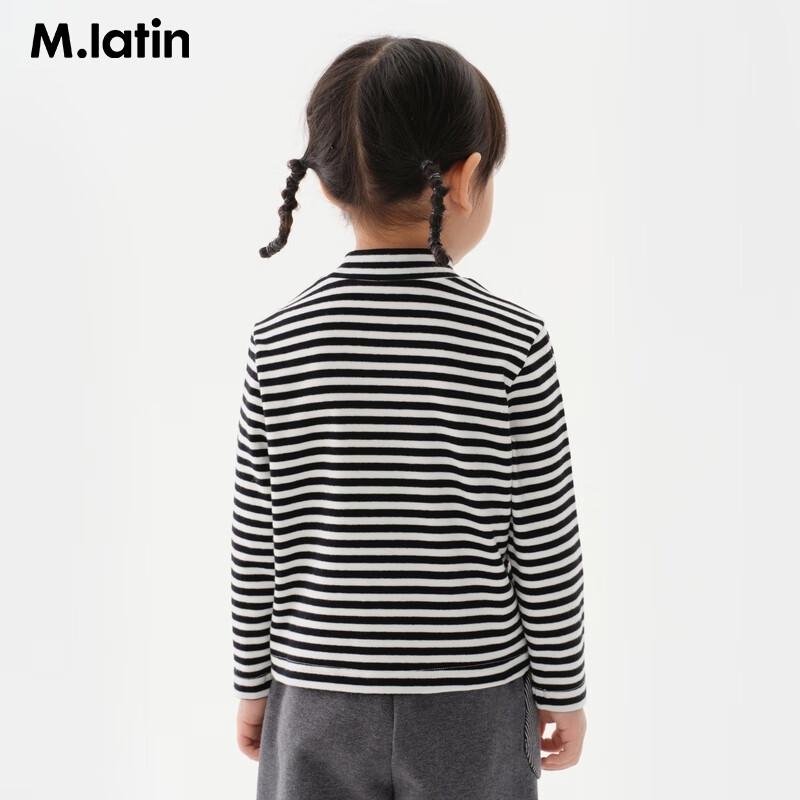 M.Latin Girls Winter Hand-holding Print Semi-High Collar T-shirt 100