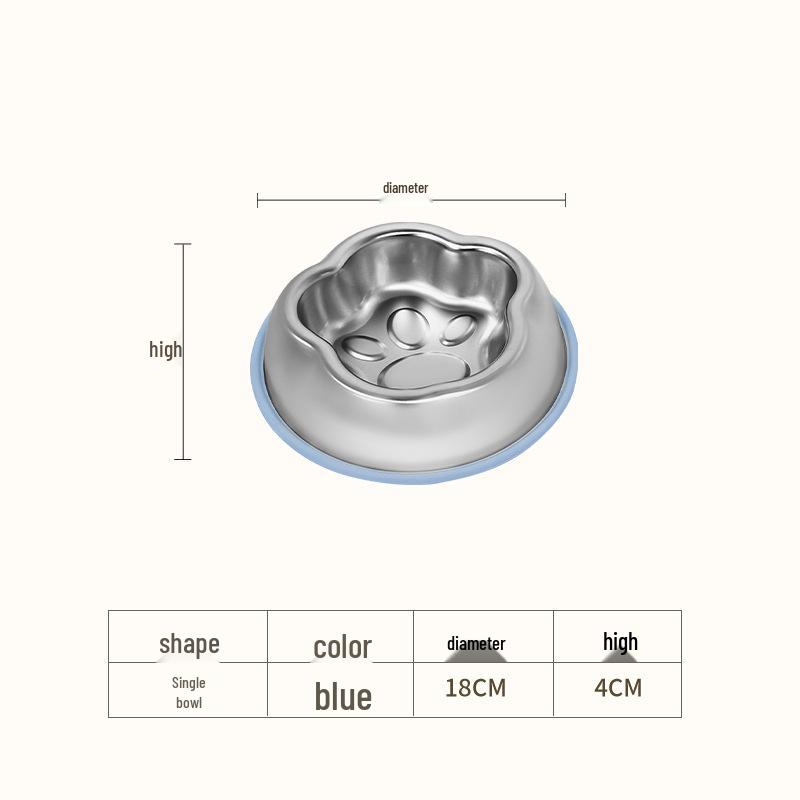 304 Stainless Steel Non-slip Cat & Dog Feeding Bowl, Large Capacity, Anti-tip Design