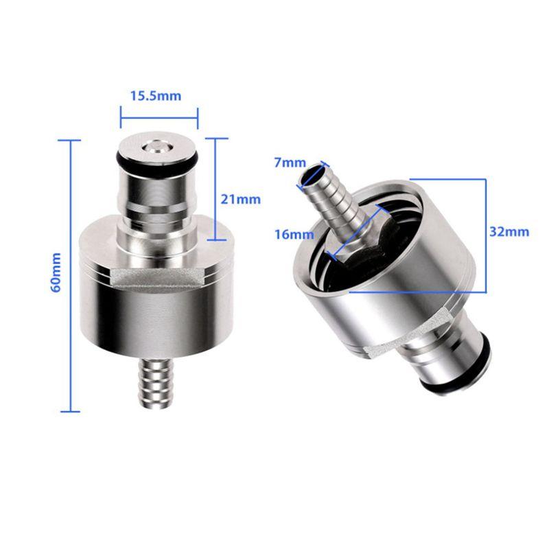 A74E-16Pcs 304 Stainless Steel Carbonation Cap 5/16 Inch Barb, Ball Lock Type, Fit Soft Drink PET Bottles, Homebrew Kegging