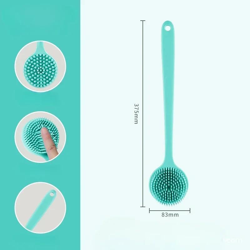 Long Handle Silicone Back Scrubber Double Sided Exfoliating Bath Brush Shower Massage Body Cleaner Daily Skin Care Body Brush