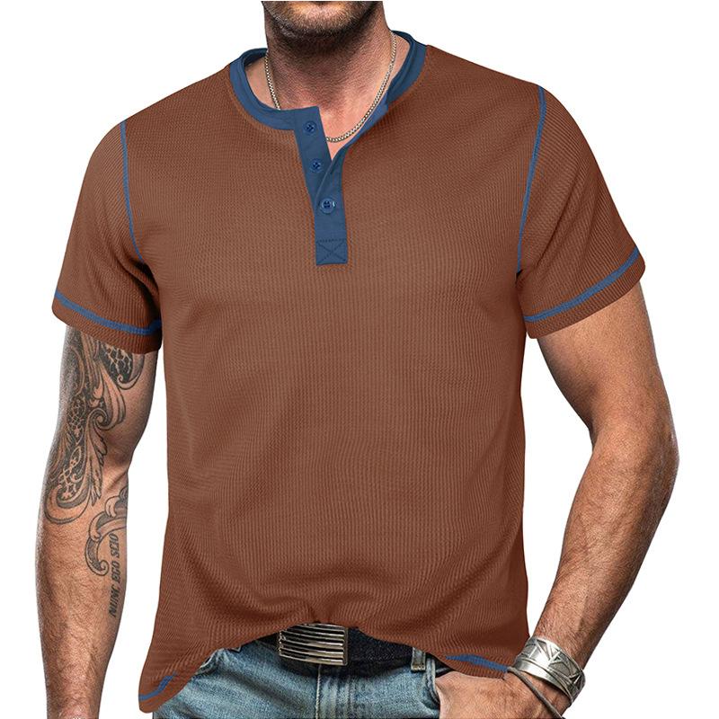 Men's Casual Slim Fit Henley Shirts Classic Button Short Sleeve T-Shirt Summer Basic Lightweight Tops Male Athletic Workout Moisture Wicking Tee Shirt