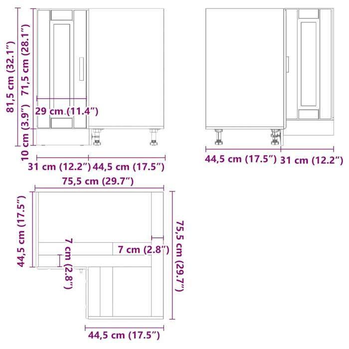 VidaXL Kitchen Corner Cabinet Porto Concrete Grey Engineered Wood 853991