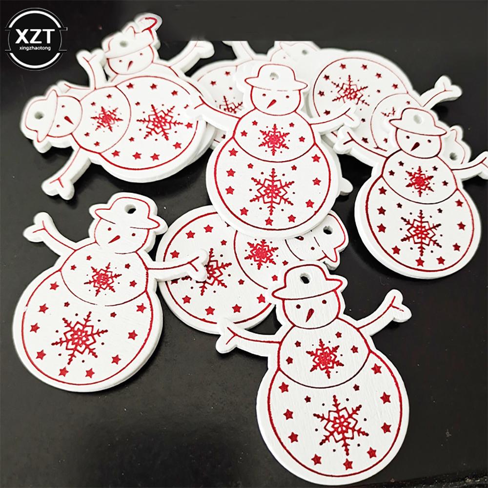 10PCs 5cm Wooden Christmas Ornaments Kids Toys For Chirstmas Tree Hanging Pendants Xmas DIY Decoration For Home Party New Year