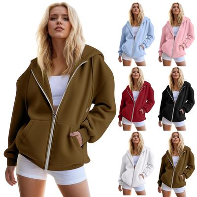 Moletons Femininos com Zíper Casacos Oversized Outfits de Moda Outono Jaquetas Casuais