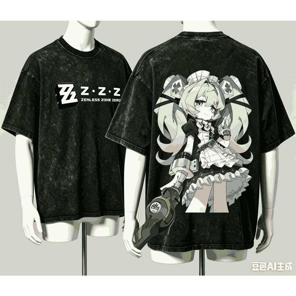Zenless Zone Zero Washed T-shirt 2026 New Model personality Clothes shirt Year round clothing Retro Fashion Vintage Loose gift