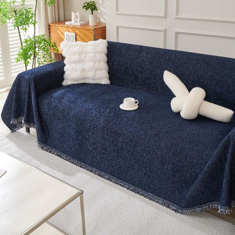 Solid Color Chenille Sofa Mat Four Season Universal All Inclusive Furniture Protector Anti-cat Scratch Chair Blanket Home Decor